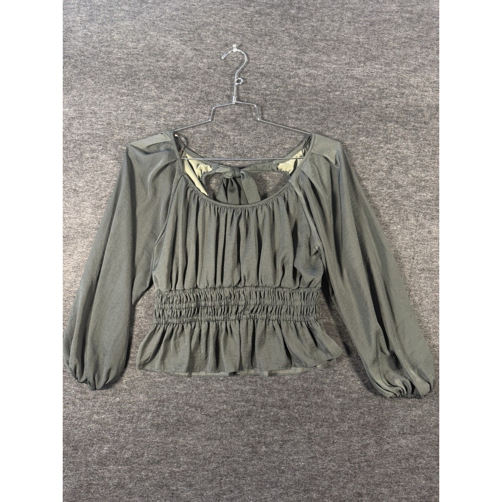 She And Sky Puff Sleeve Blouse Green Large